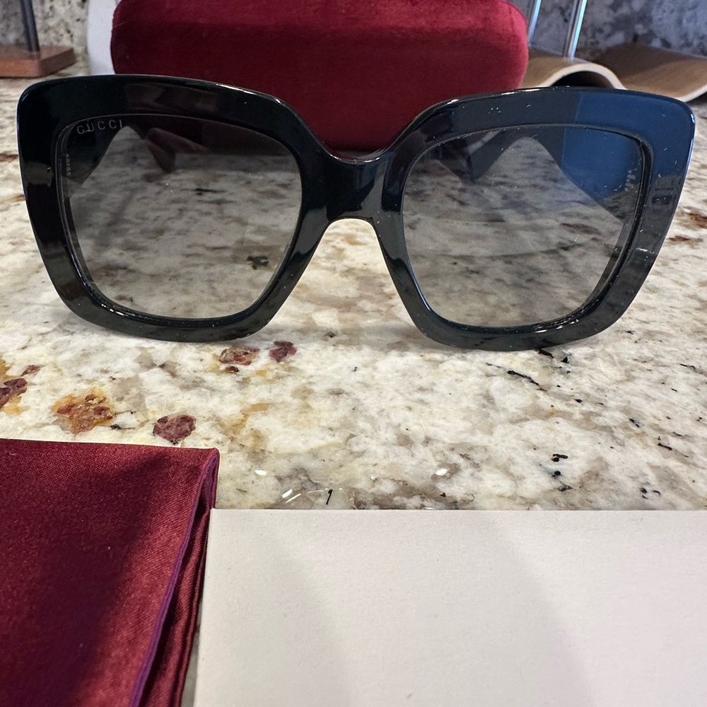 Gucci GG0141SN 001 Black/Gold 53mm 0141 Sunglasses